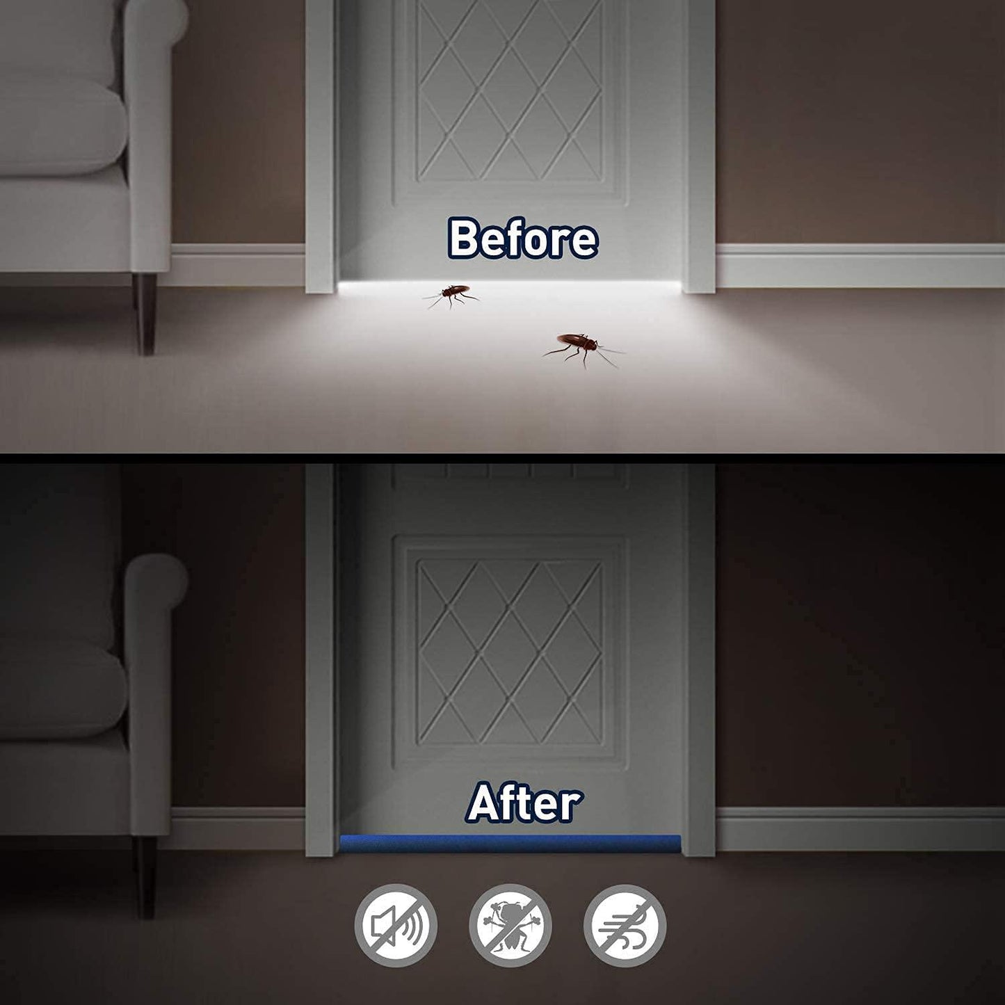 Soundproof Door Draft Guard – Waterproof, Noise-Reducing Fabric Gap Sealer (Pack of 2 – Brown)