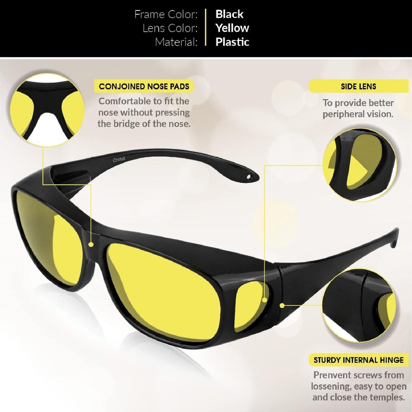 Fidato Day & Night HD Vision Wrap Around Goggles + Free Golden Digital Watch