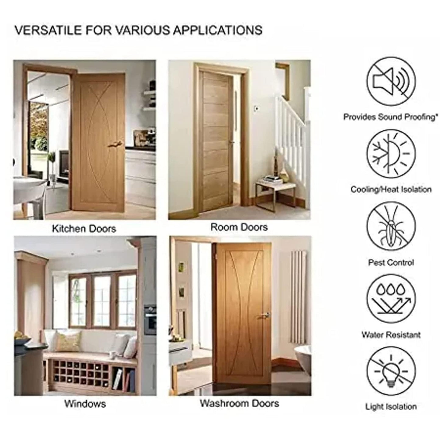 Soundproof Door Draft Guard – Waterproof, Noise-Reducing Fabric Gap Sealer (Pack of 2 – Brown)